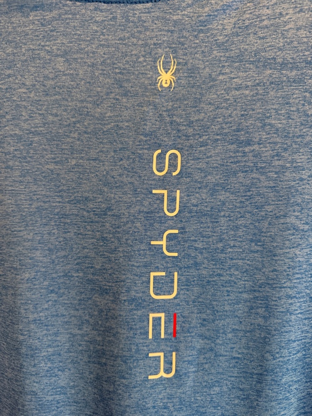 Spyder Men’s Long-Sleeve Sun Tee in Heather Blue with White Logo - Picture 3 of 6